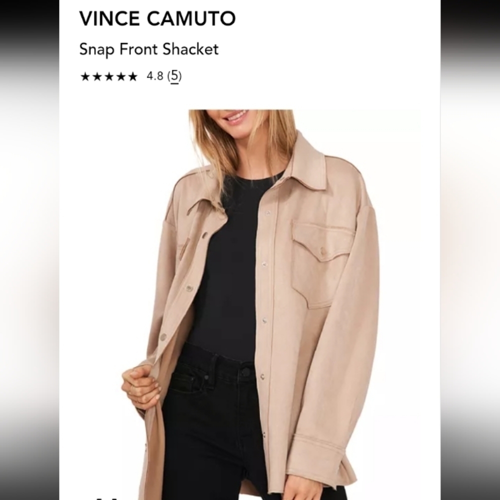 Vince Camuto Vegan Soft Leather Suede Utilty Yard Work Coat Oversized Shacket